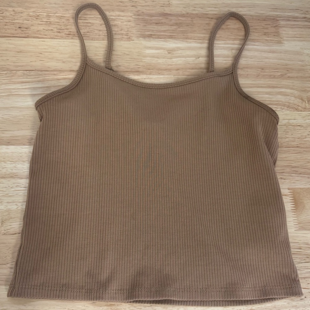 American Eagle Ribbed Skinny Strap Mocha Brown‎ Tank Top